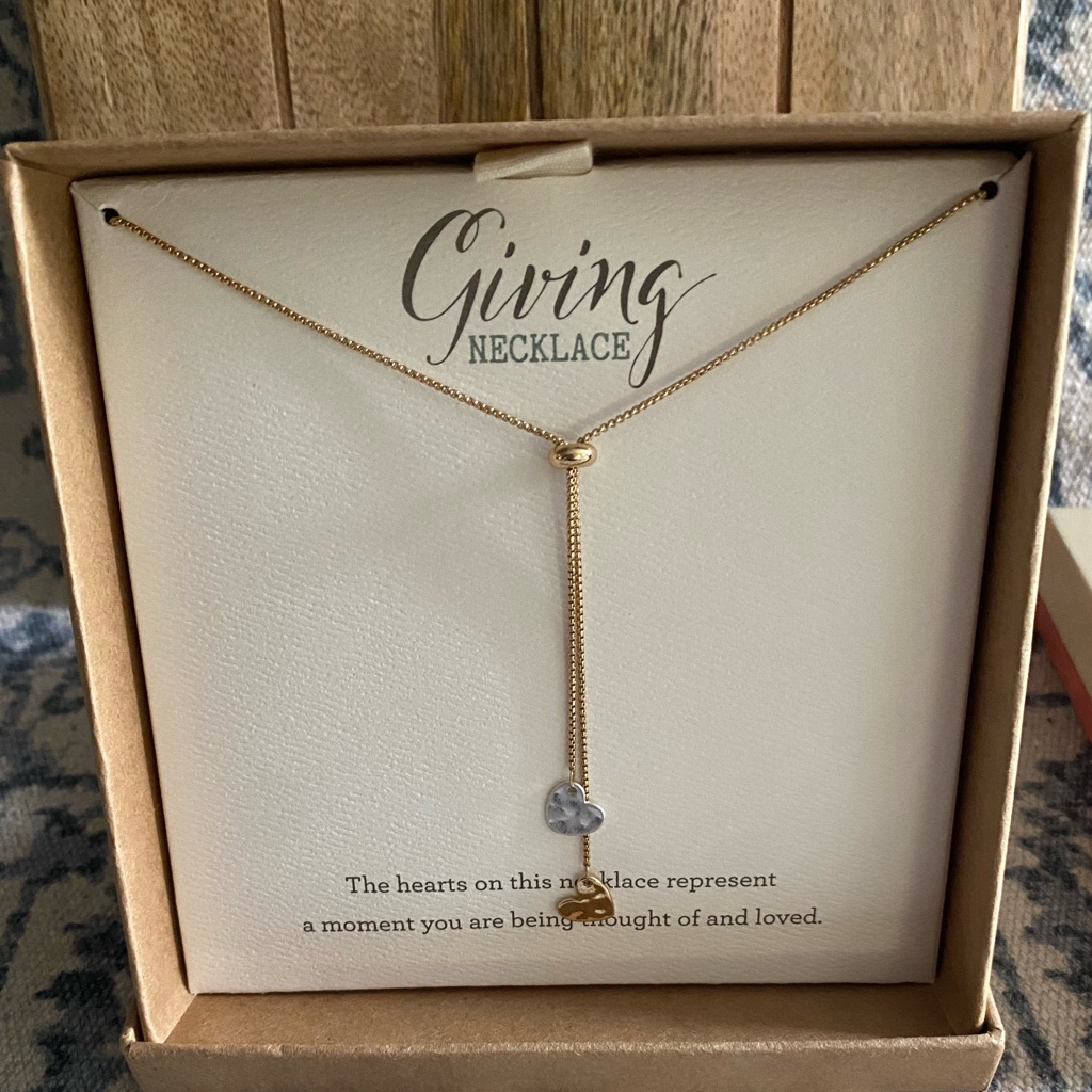 Demdaco Charm Necklace With Double Hearts. Nwt!